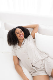 Women’s Short Sleeve Pajama Set in Oat