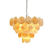 Orange Glass Disc Chandelier