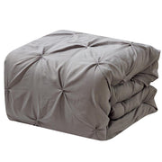 Gray Oxford Double Needle Luxury Soft Pinch Pleated Comforter Set