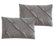 Gray Oxford Double Needle Luxury Soft Pinch Pleated Comforter Set