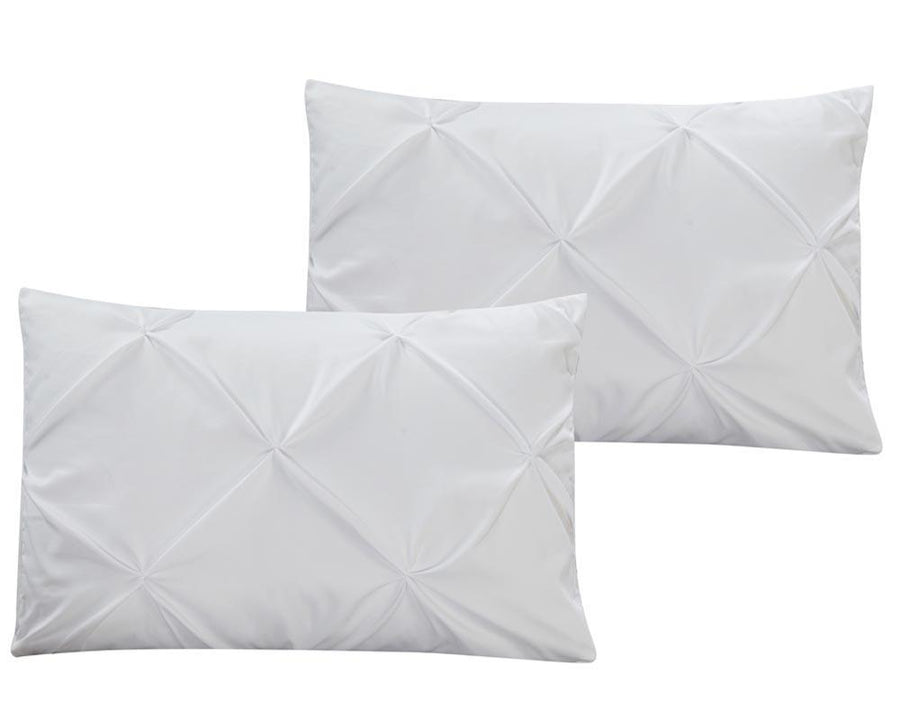 White Oxford Comforter Set Double Needle Luxury Soft Pinch Pleated