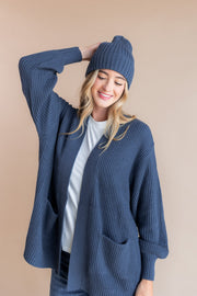 Chunky Knit Adult Ribbed Beanie in Oxford
