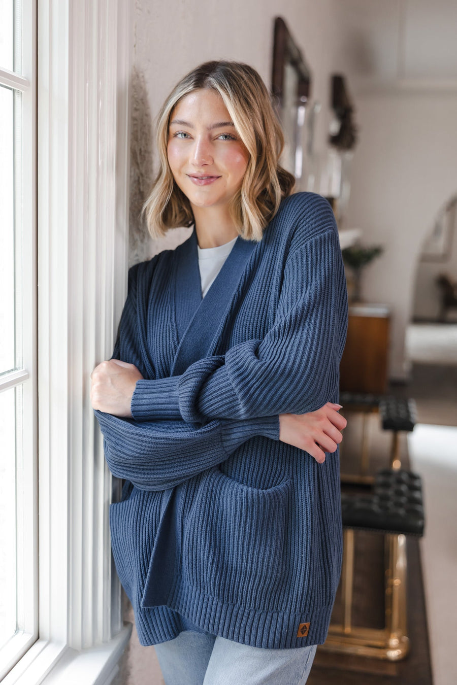 Chunky Knit Women's Oversized Cardigan In Oxford