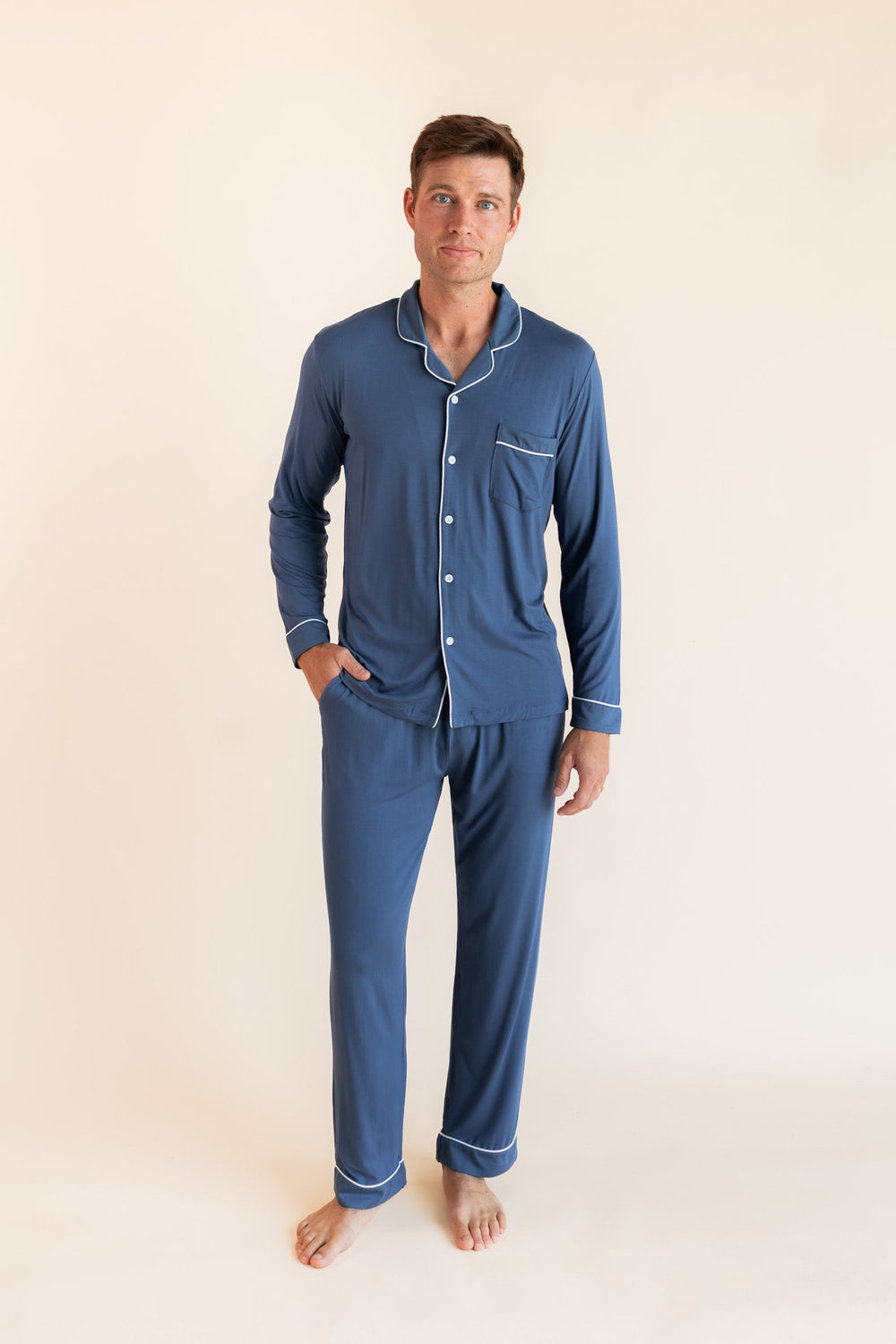 Men's Long Sleeve Pajama Set in Oxford