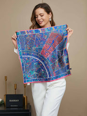 100% Mulberry Silk Floral Pattern Scarf 53x53cm