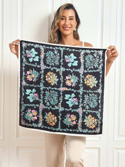 100% Mulberry Silk Floral Pattern Square Scarf 68x68cm/26.8