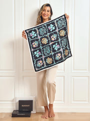 100% Mulberry Silk Floral Pattern Square Scarf 68x68cm/26.8