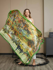 100% Mulberry Silk Oil Painting Rectangle Scarf / Shawl 175x105cm