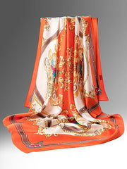 Orange Harmony 100% Mulberry Silk Square Scarf 110