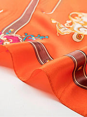 Orange Harmony 100% Mulberry Silk Square Scarf 110