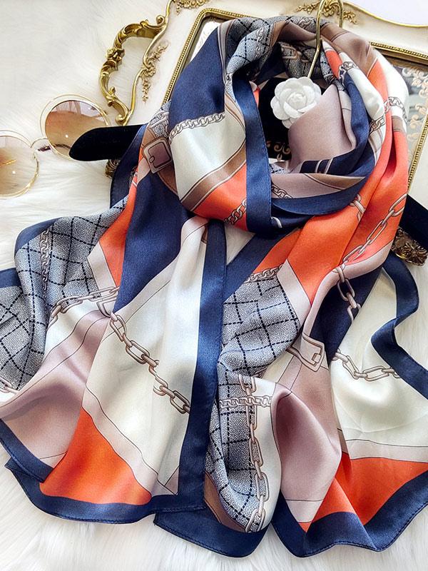 Stylish Chain Long Silk Scarf