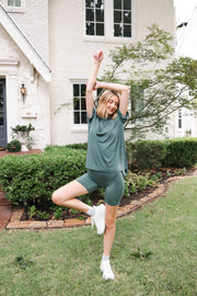 Women’s Biker Short Set in Pine