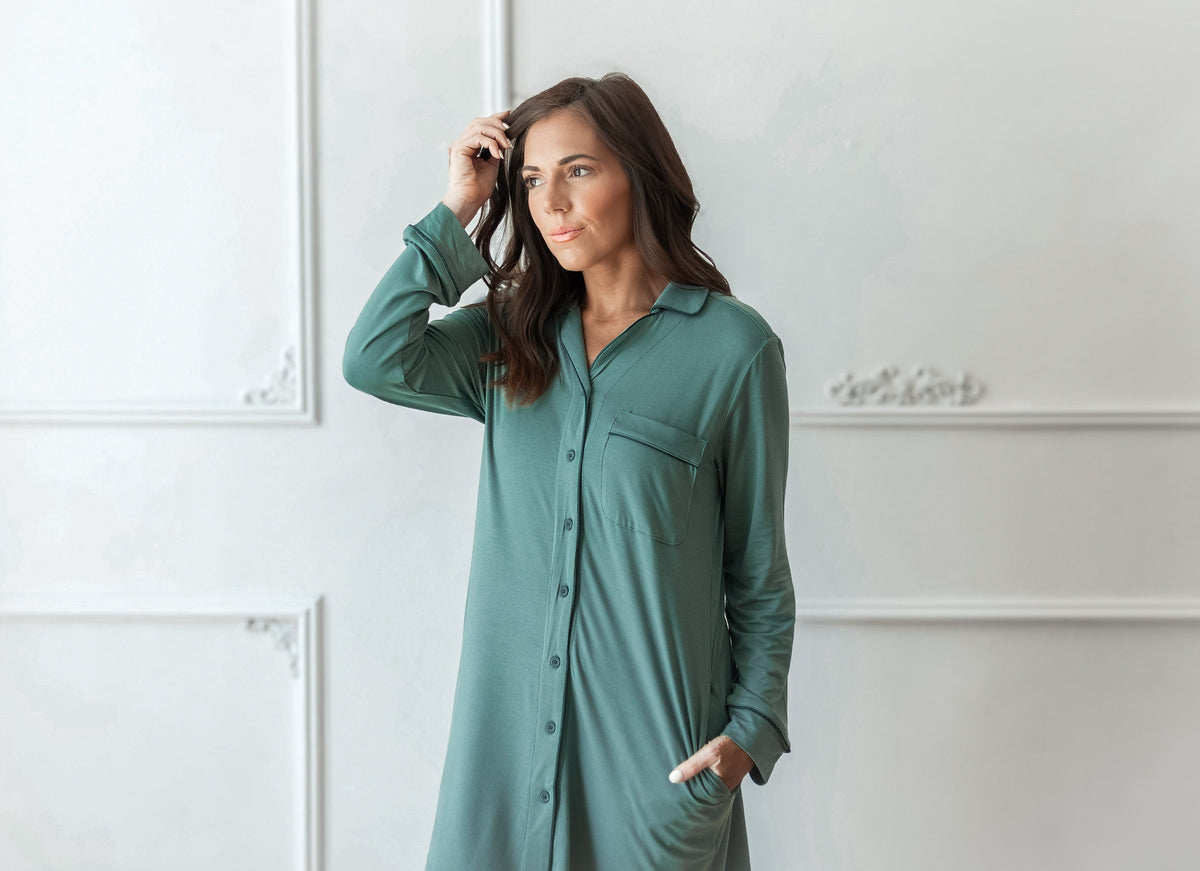 Long Sleeve Women’s Nightshirt in Pine