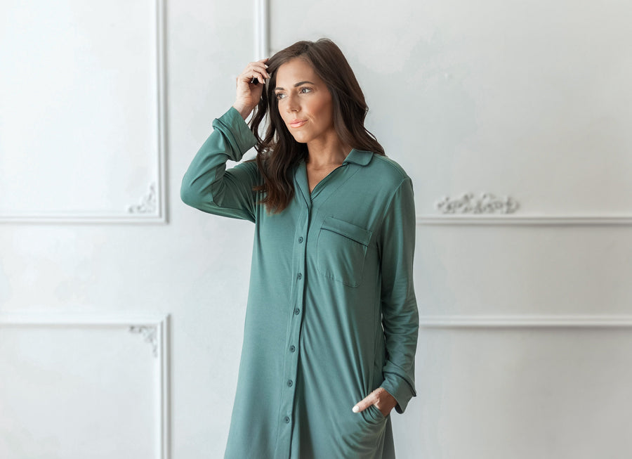 Long Sleeve Women’s Nightshirt in Pine