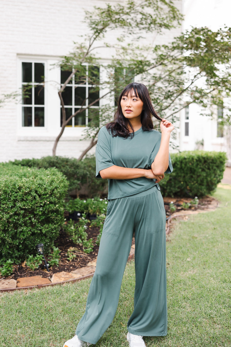 Women’s Wide Leg Pant Set in Pine