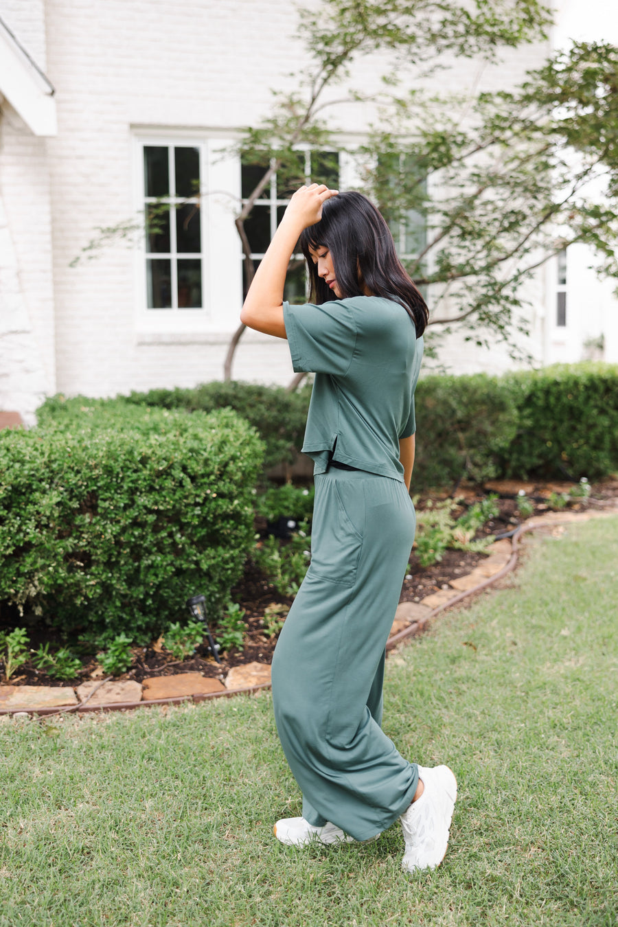 Women’s Wide Leg Pant Set in Pine