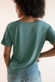 Women's Oversized V-Neck Tee in Pine