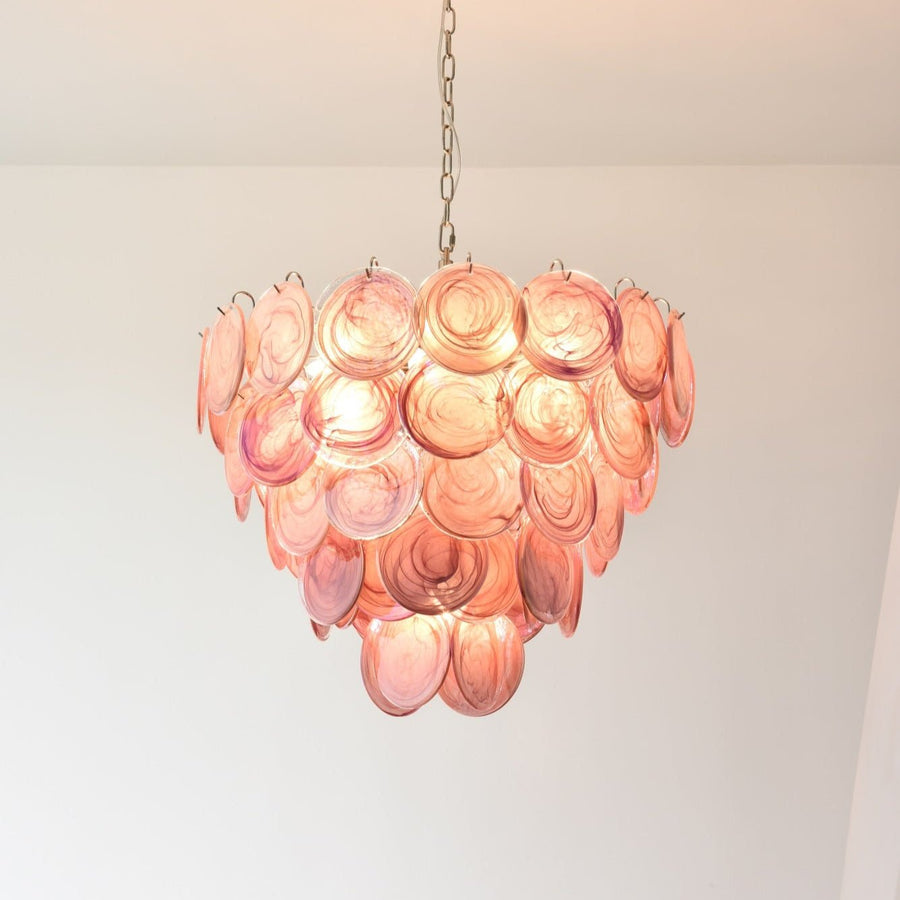 Pink Glass Disc Chandelier
