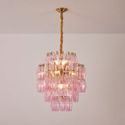 Pink Glass Prism Chandelier