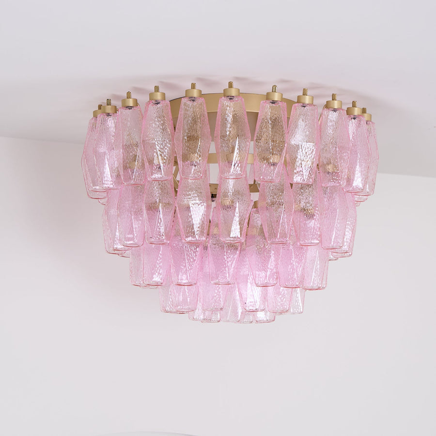 Poliedri Glass Pink Ceiling Light