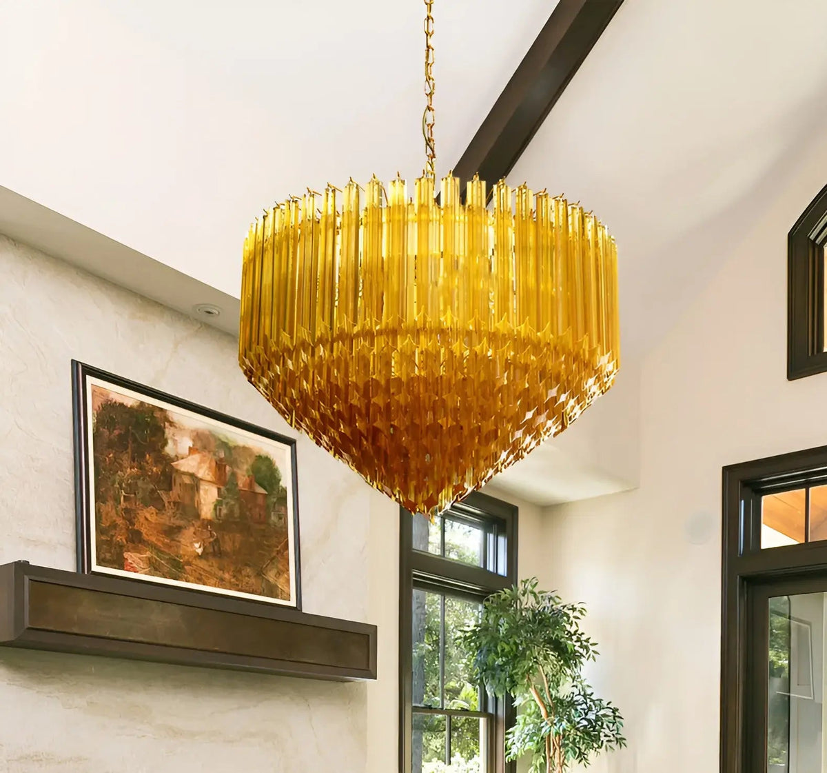 Prism Murano Amber Glass Chandelier