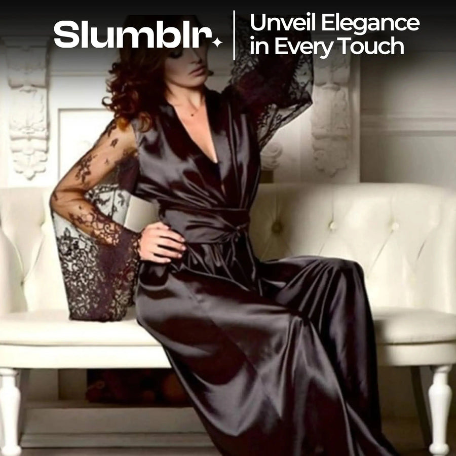 Sleepwyn Women’s Long Lace Satin Nightgown
