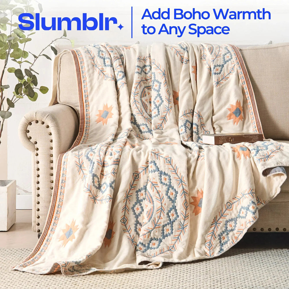 Sleepwyn Nordic Cotton Gauze Boho Throw Blanket