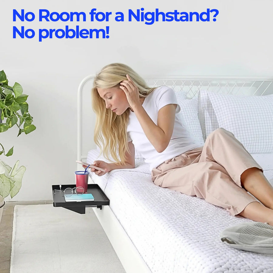 Sleepwyn Clip On Bedside Shelf with Cable Catch Organizer