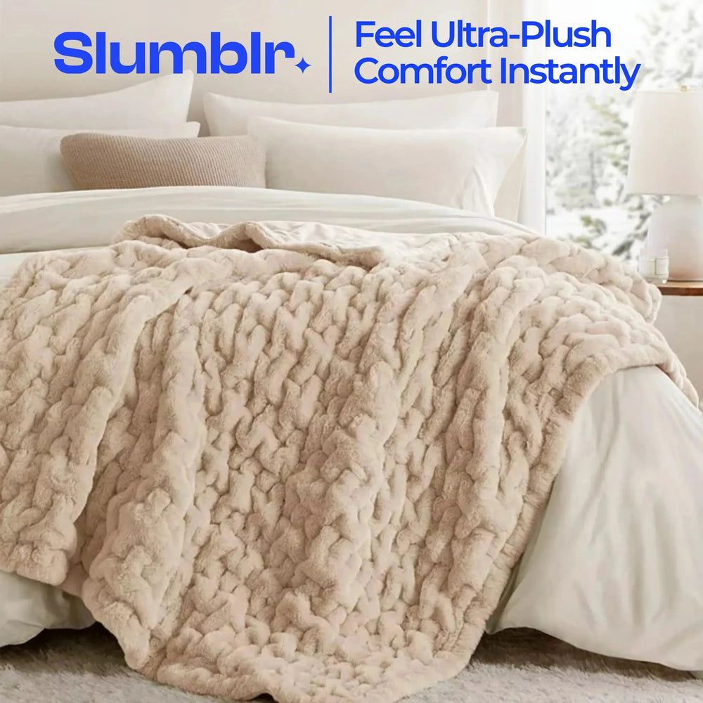 Sleepwyn Ruched Faux Fur Cozy Throw Blanket