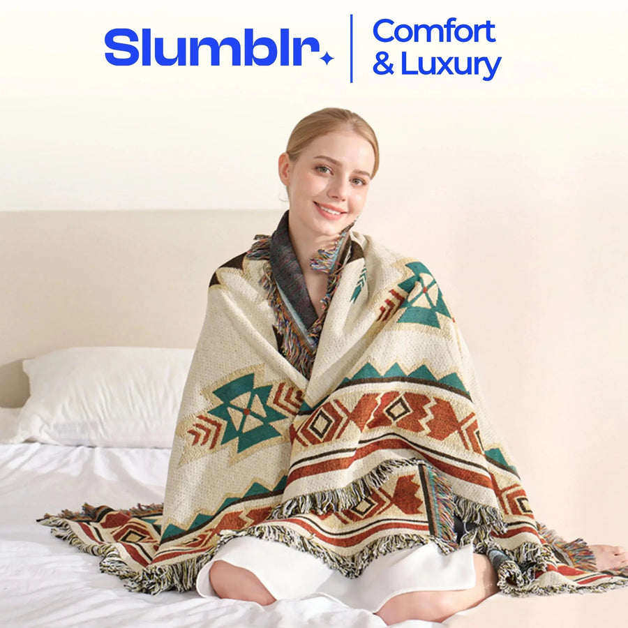 Sleepwyn Aztec Boho Woven Throw Blanket