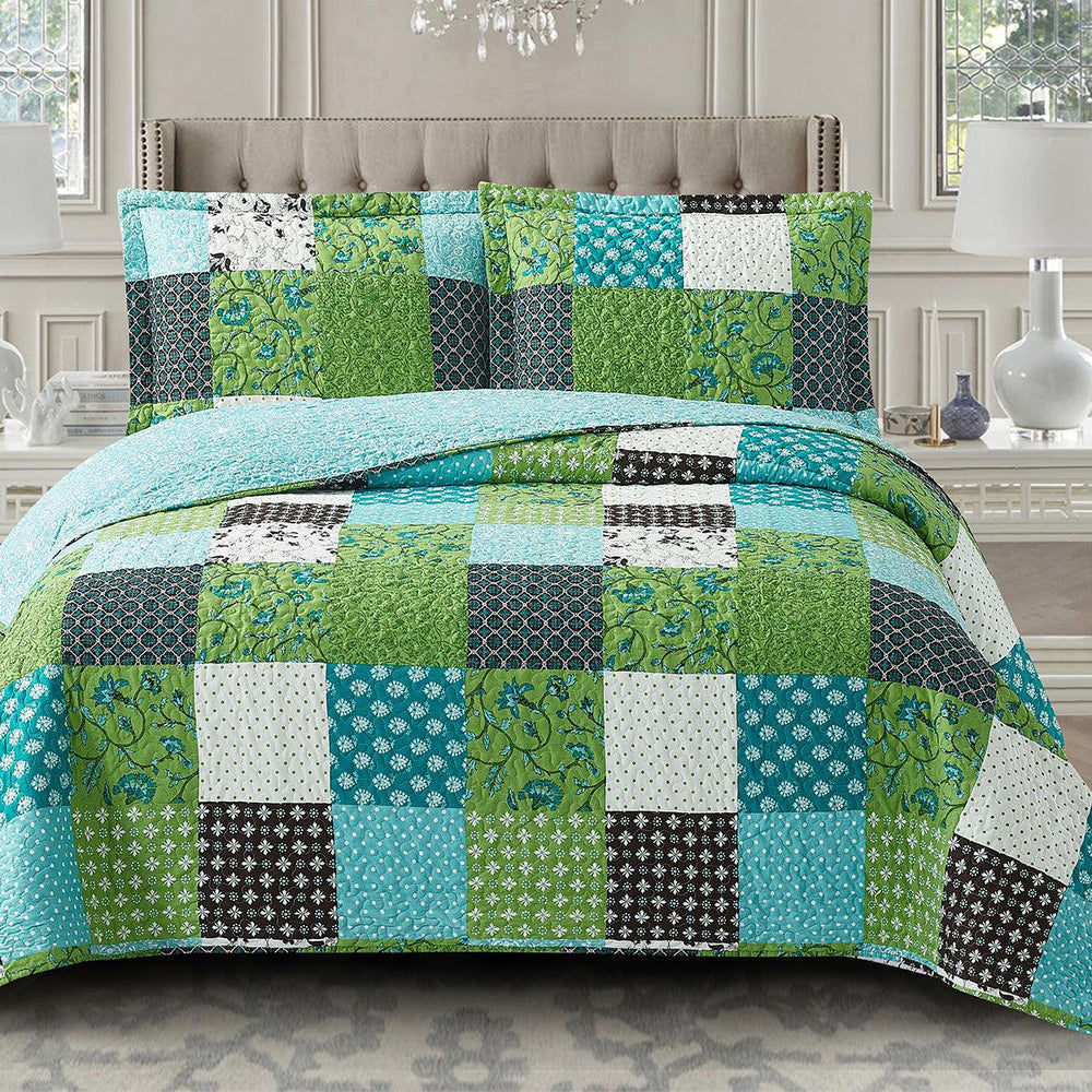 Rebekah Spring Garden Style Oversized Quilt Set Wrinkle-Free Coverlet Set