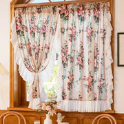 Rose Bouquet Ruffle-Trimmed Floral Curtain