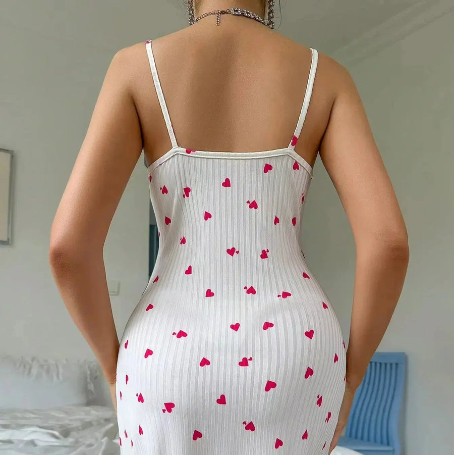 Sleepwyn Lace Trim Heart Print Nightdress
