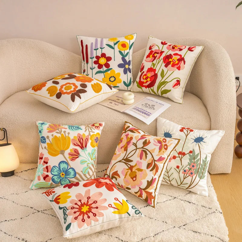 Sleepwyn Embroidered Floral Throw Pillow Cover