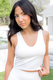 Bamboo Flex Bra Tank in Snow