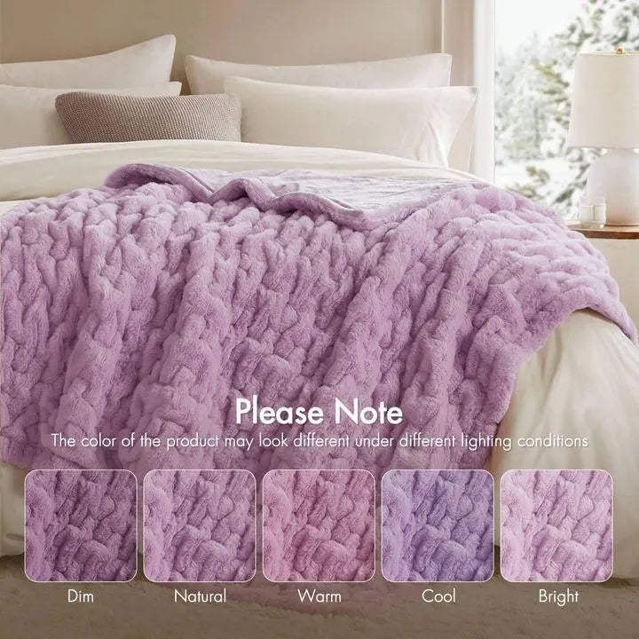 Sleepwyn Ruched Faux Fur Cozy Throw Blanket