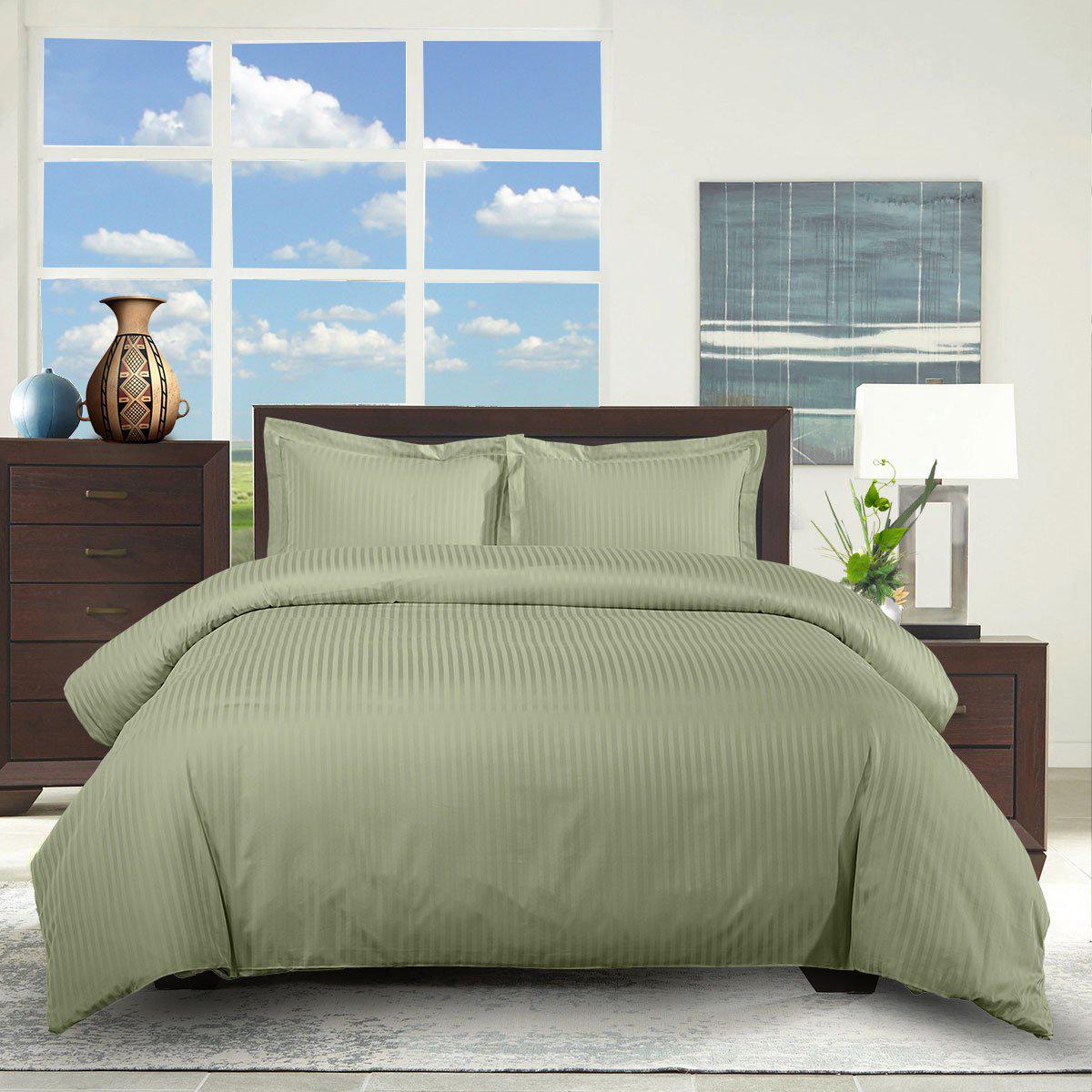 100% Cotton Duvet Cover Set Damask Stripe