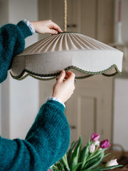 Sage Pleated Linen Pendant Lamp