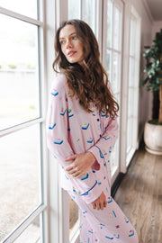 Long-Sleeved Women's Pajama Set in Sakura Mahjong