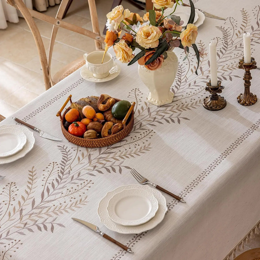 Sleepwyn Linen Style Embroidered Tablecloth