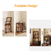 Scandinavian Corner Vertical Foldable Wood Ladder Bookshelf