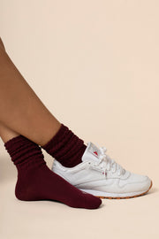 Adult Scrunch Socks in Burgundy