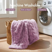 Sleepwyn Ruched Faux Fur Cozy Throw Blanket