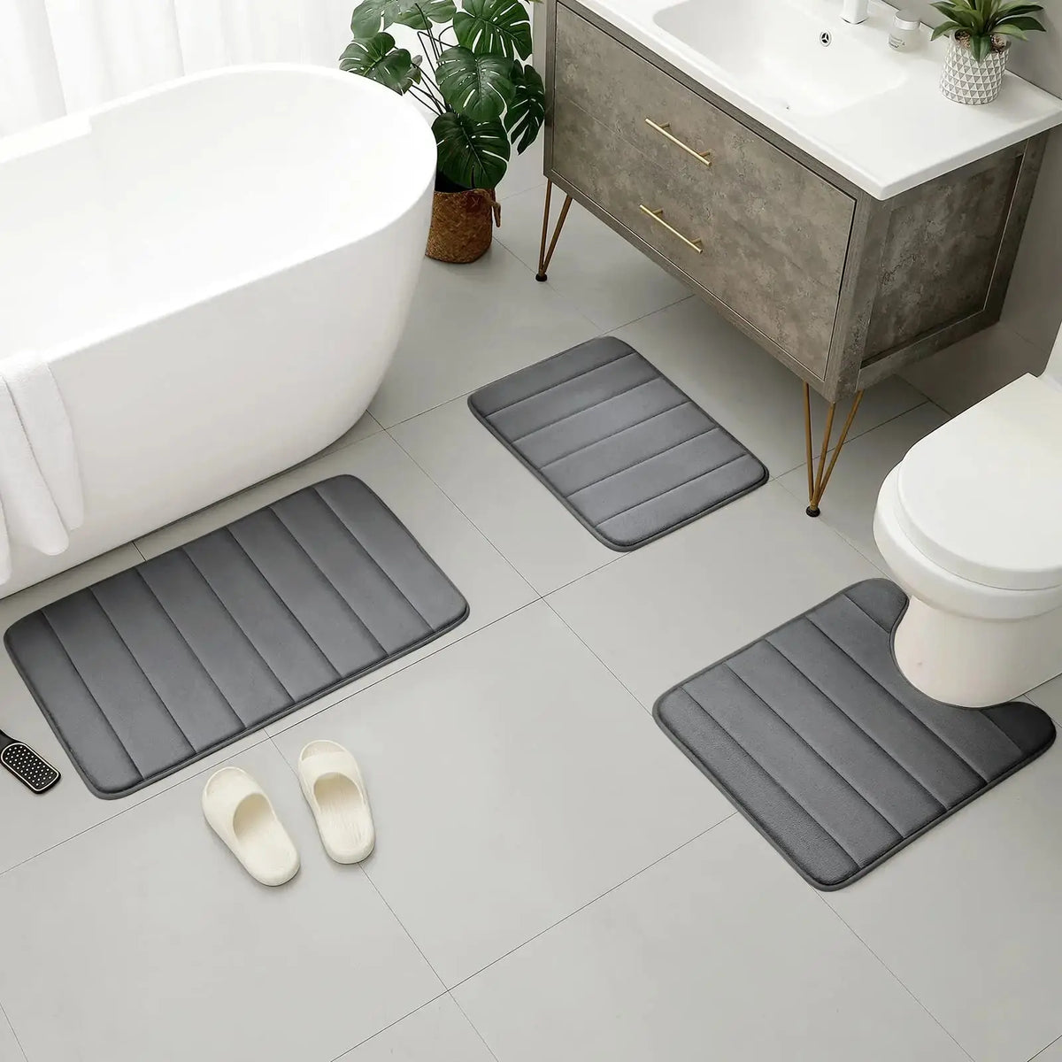 Sleepwyn Memory Foam Bathroom Rug Set (3 Pcs)
