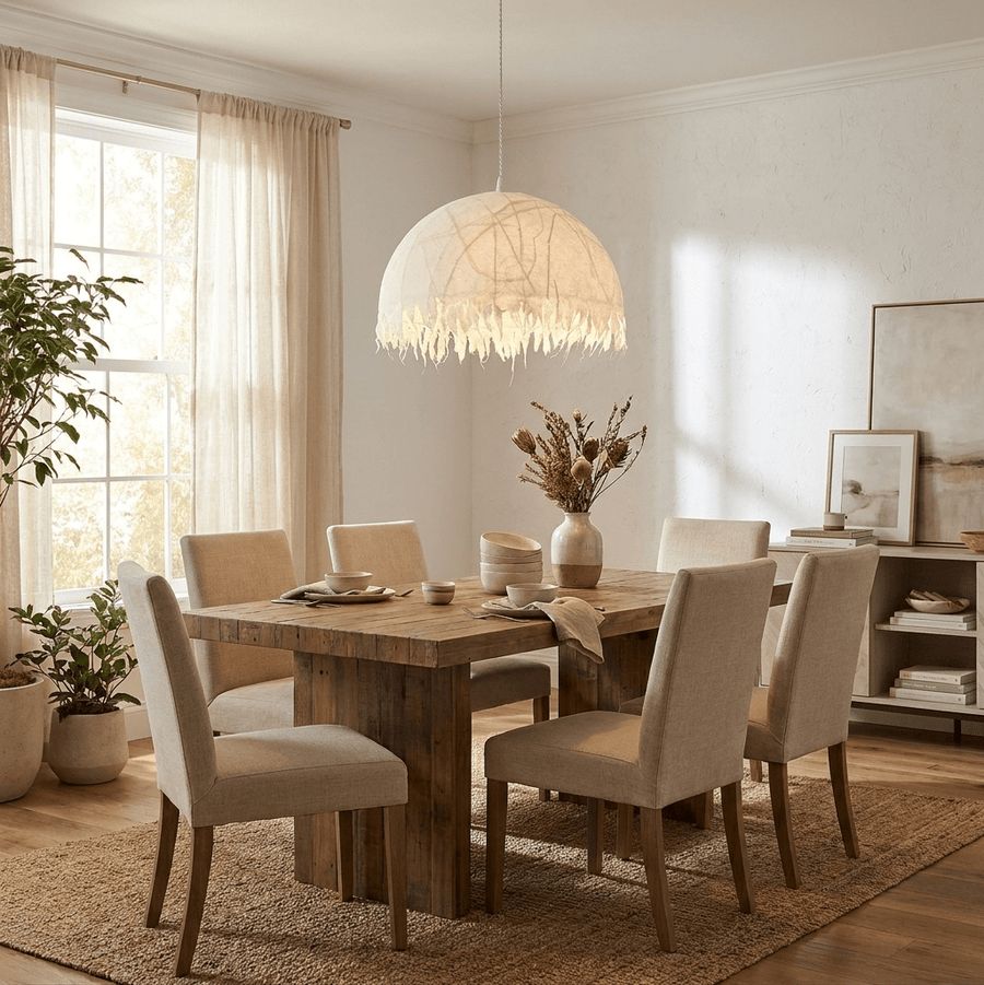 Serelle Fringed Mulberry Silk Pendant Light