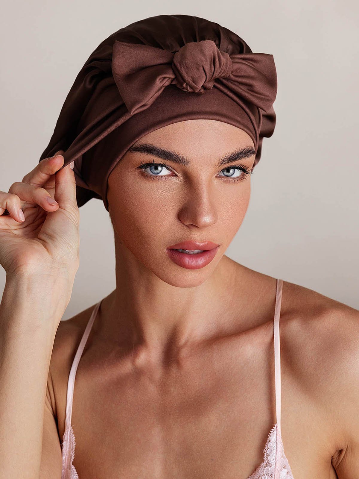 100% Mulberry Silk Bonnet Bowknot Tie Sleep Cap for Hair Protection