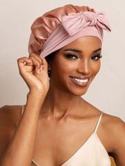 100% Mulberry Silk Bonnet Bowknot Tie Sleep Cap for Hair Protection