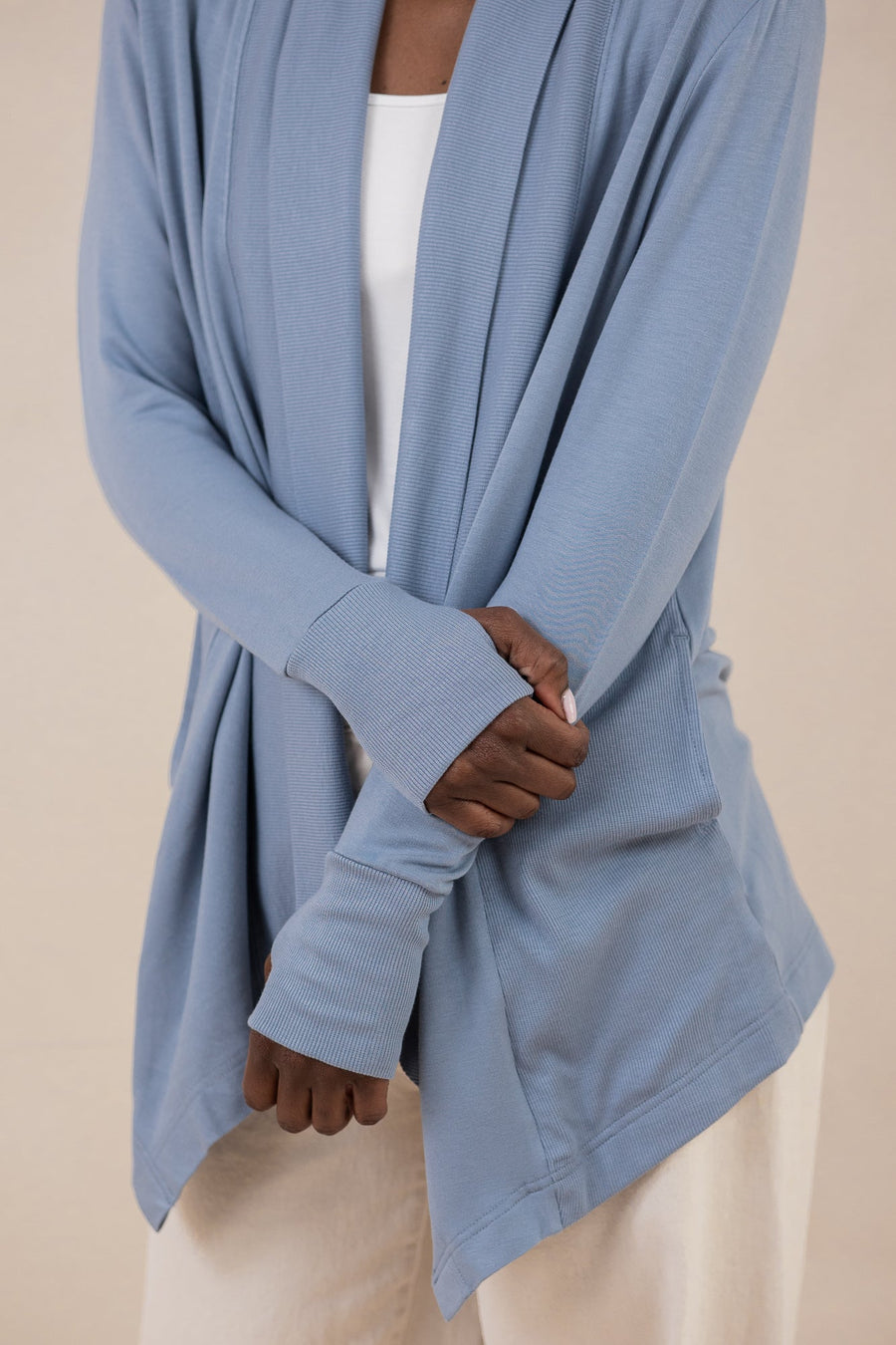 Women's French Terry Wrap Top in Slate