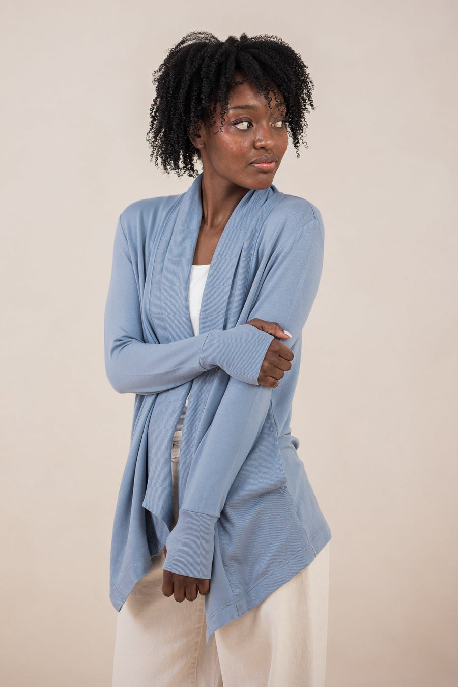 Women's French Terry Wrap Top in Slate