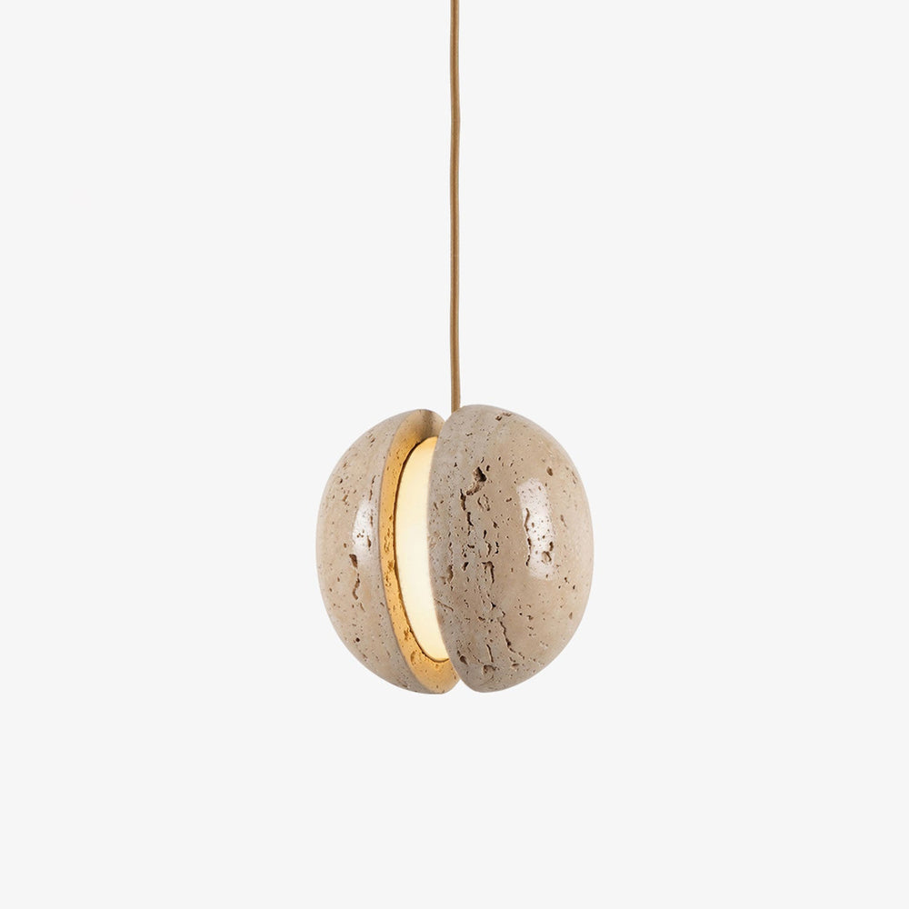Sliced Travertine Globe Pendant Lamp